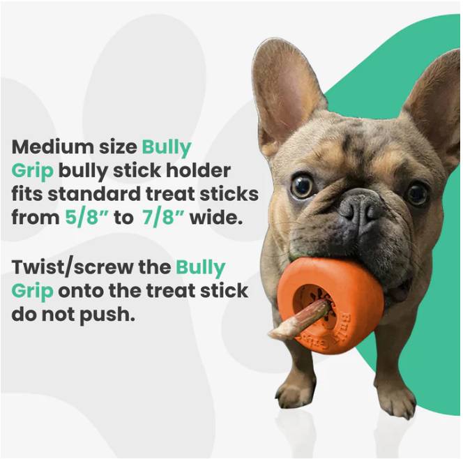 Bully Stick Holder – Medium Size Chew Resistant  Fits Treat Sticks from 5/8" to 7/8" Wide, Non-Toxic Rubber Dog Toy & Safety Device